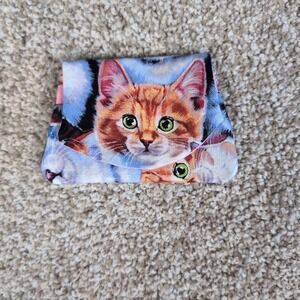 Cute Cat Print Pink‎ Pocket Wallet Snap Closure Credit Card Holder Handmade